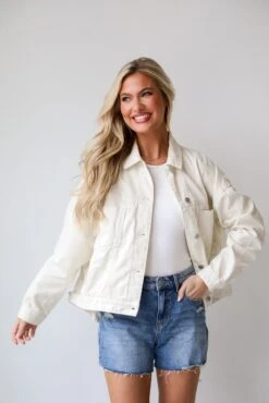 FINAL SALE - Effortless Presence Cream Denim Jacket -Trendy Clothing Store shopdressup cream denim jacket 9c13e662 d9b9 4b4e 8b3a f0fe605bf4b8