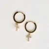 Kenna Gold Rhinestone Cross Mini Hoop Earrings -Trendy Clothing Store shopdressup cross mini hoop earrings