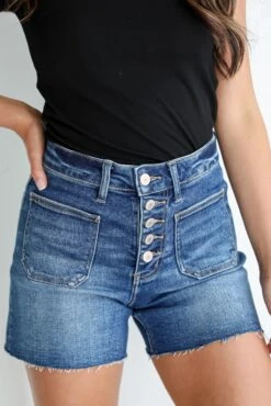 Cassidy Dark Wash Denim Shorts -Trendy Clothing Store shopdressup dark wash denim Shorts 7