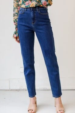 FINAL SALE - Stylish Flair Mom Jeans -Trendy Clothing Store shopdressup dark wash denim jeans 4