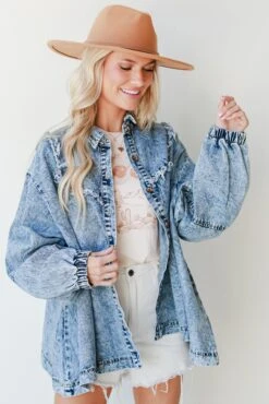 Spring Into It Frayed Denim Jacket -Trendy Clothing Store shopdressup denim frayed jacket 3