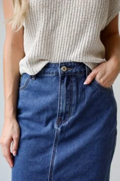 FINAL SALE - Uniquely Trendsetting Denim Midi Skirt -Trendy Clothing Store shopdressup denim midi skirt 5