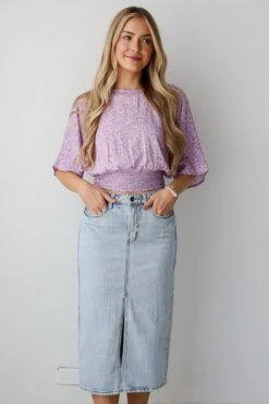 FINAL SALE - Darling Trend Light Wash Denim Midi Skirt -Trendy Clothing Store shopdressup denim mini skirt 2