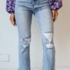 Cindy Light Wash Distressed Crop Flare Jeans Plus