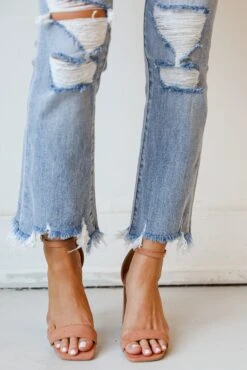 Cindy Light Wash Distressed Crop Flare Jeans Plus -Trendy Clothing Store shopdressup distressed denim jeans 7 e9163295 274b 4839 9af8 cf21da7f7144