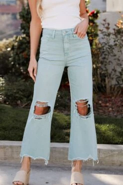 Becca Light Blue Distressed Flare Jeans