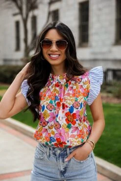 Beautifully Beloved Ivory Floral Blouse
