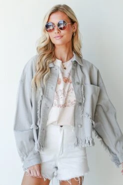 Do Your Thing Frayed Denim Jacket -Trendy Clothing Store shopdressup frayed denim jacket 3