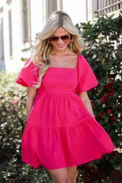 Admirable Essence Fuchsia Linen Mini Dress