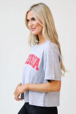Heather Grey Georgia Cropped Tee -Trendy Clothing Store shopdressup georgia tee 5 0bd4db50 6525 4648 a555 5c63d1740b2d