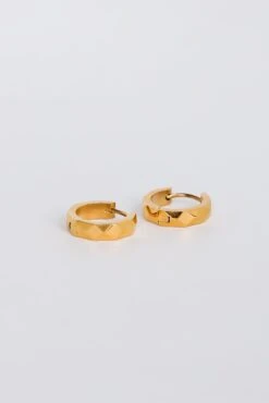 Eliana Gold Geometric Mini Hoop Earrings -Trendy Clothing Store shopdressup gold geometric mini hoop earrings 3