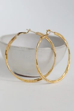 Lainey Gold Textured Double Hoop Earrings
