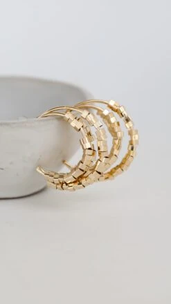 Gabby Gold Beaded Triple Hoop Earrings