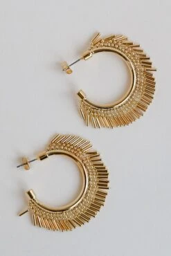 Esther Gold Fringe Hoop Earrings -Trendy Clothing Store shopdressup gold hoop earrings 8 07c56951 5b4a 4cd1 aacc c78dd725e4b1