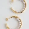Elle Gold Pearl Double Hoop Earrings -Trendy Clothing Store shopdressup gold pearl hoop earrings 2
