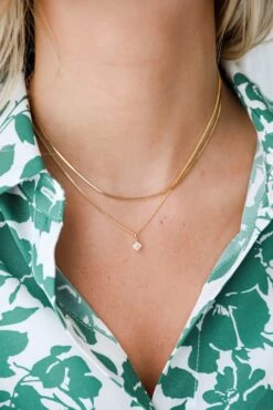 Ella Gold Layered Rhinestone Charm Necklace -Trendy Clothing Store shopdressup gold rhinestone layered necklace 2