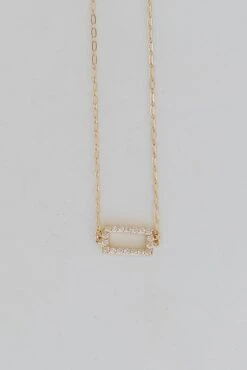 Brynne Gold Rhinestone Bar Charm Necklace