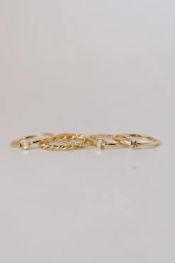 Rylee Gold Star + Moon Ring Set -Trendy Clothing Store shopdressup gold ring set 7 6a2d60a2 d989 4756 a391 32d26ea17820