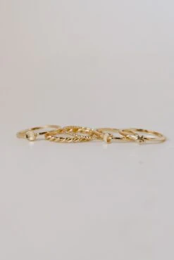 Rylee Gold Star + Moon Ring Set