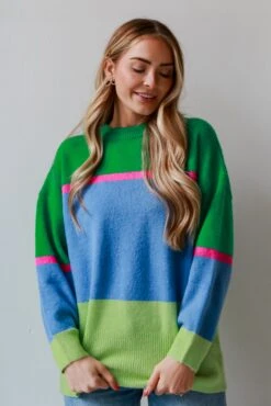 FINAL SALE - Confident Poise Color Block Oversized Sweater -Trendy Clothing Store shopdressup green color block sweater 2 0631fb94 c053 4d11 b212 2e94e951a2a5