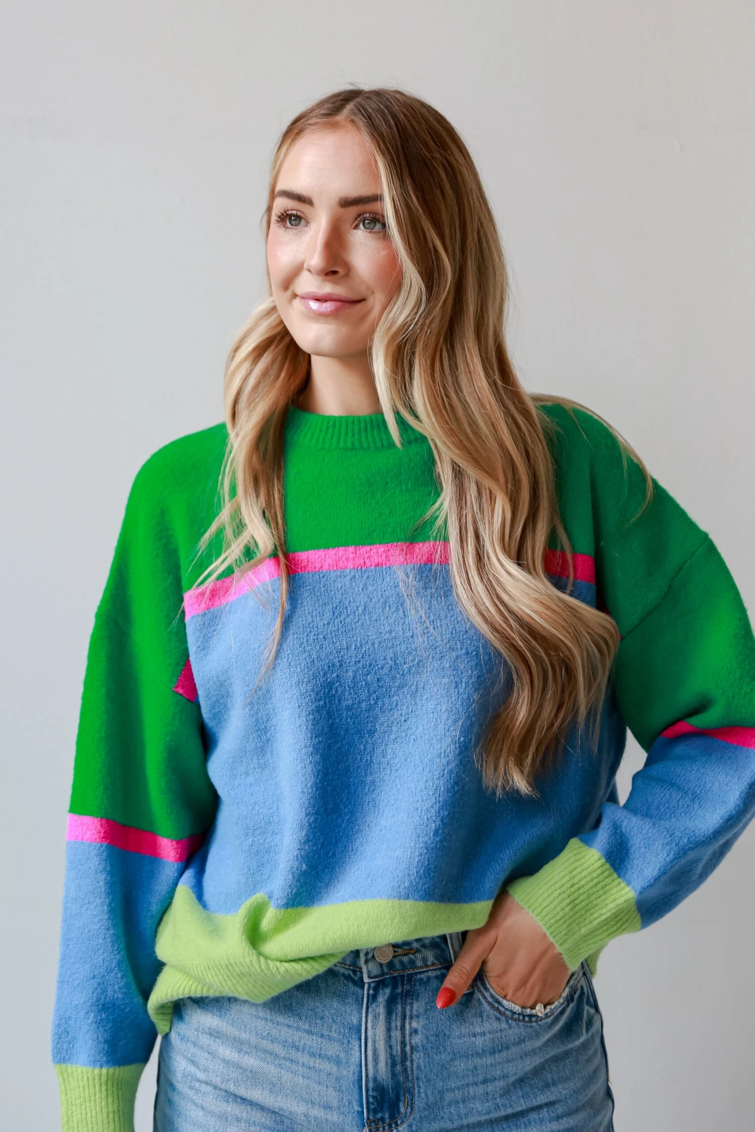 FINAL SALE - Confident Poise Color Block Oversized Sweater - Image 9