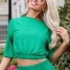 Darling Expertise Green Textured Top - DU DEAL -Trendy Clothing Store shopdressup green crop top 7