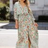 Bohemian Sun Jade Floral Maxi Dress -Trendy Clothing Store shopdressup green floral maxi dress