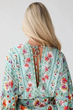 Bohemian Sun Jade Floral Mini Dress -Trendy Clothing Store shopdressup green floral mini dress 9 485ea5d2 67dd 4f91 8064 3afbe55587f4