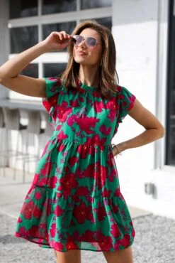 FINAL SALE - Sweetest Emotion Kelly Green Tiered Floral Mini Dress -Trendy Clothing Store shopdressup green floral mini dress 9 614e55ac 02f6 41f2 b6ae 219d5e6abb37
