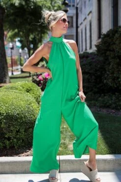 Enticing Behavior Green Jumpsuit