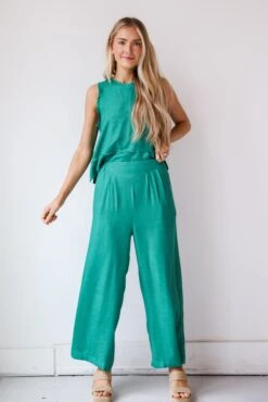 Dreamy Decision Linen Pants - DU DEAL -Trendy Clothing Store shopdressup green linen pants 4