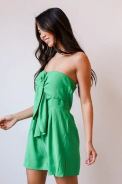 Beachside Plans Kelly Green Strapless Romper -Trendy Clothing Store shopdressup green strapless romper 4