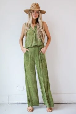 Endlessly Breezy Green Velvet Stripe Pants -Trendy Clothing Store shopdressup green striped pants 10