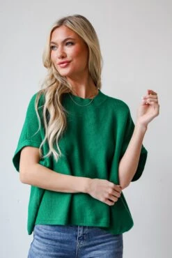 Easily My Favorite Kelly Green Sweater Top -Trendy Clothing Store shopdressup green sweater top 5