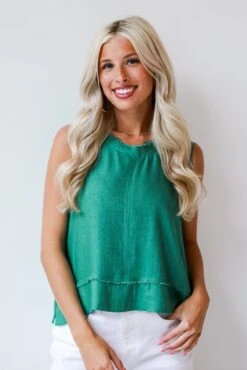 Dreamy Decision Linen Tank - DU DEAL -Trendy Clothing Store shopdressup green tank ef566d84 0750 40c8 9b49 9286344a2a8b