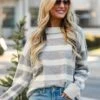 Hannah Heather Grey Striped Sweater - DOORBUSTER
