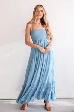 Sunset Beauty Smocked Halter Maxi Dress -Trendy Clothing Store shopdressup halter maxi dress 16