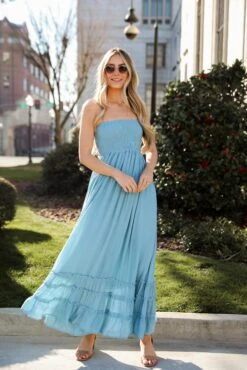 Sunset Beauty Smocked Halter Maxi Dress -Trendy Clothing Store shopdressup halter maxi dress 34