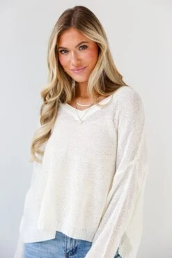 FINAL SALE - Too Cute Attitude Ivory Lightweight Knit Sweater -Trendy Clothing Store shopdressup ivory knit top 7 1cc1d24e be09 4ec7 9996 17db210cfcf3