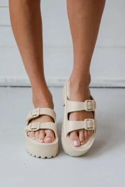 Cabana Life Nude Platform Double Strap Sandals -Trendy Clothing Store shopdressup ivory platform double strap sandals