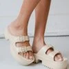 Cabana Life Nude Platform Double Strap Sandals -Trendy Clothing Store shopdressup ivory platform double strap sandals 4