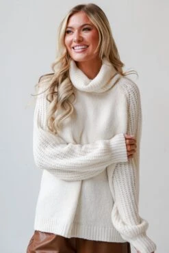 FINAL SALE - Endlessly Cozy Ivory Turtleneck Oversized Sweater -Trendy Clothing Store shopdressup ivory turtleneck sweater 12