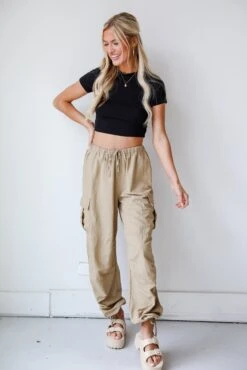 Trendsetting Aura Khaki Cargo Pants - DU DEAL -Trendy Clothing Store shopdressup khaki cargo pants 6