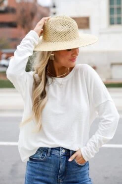 FINAL SALE - Elaine Long Sleeve Knit Tee - DU DEAL -Trendy Clothing Store shopdressup knit long sleeve tee1