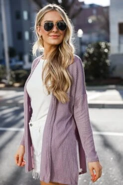 FINAL SALE - Easygoing Essence Lavender Corded Cardigan -Trendy Clothing Store shopdressup lavender corded cardigan 9