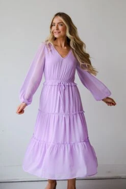 FINAL SALE - Blossoming Attitude Midi Dress -Trendy Clothing Store shopdressup lavender midi dress 5 af6fc525 4b10 43ba b6c3 00dfc0f98d45