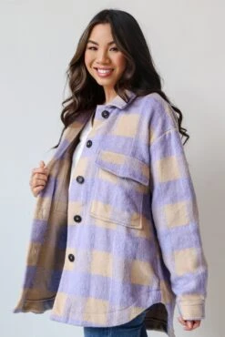 FINAL SALE - Cozy Sensation Lavender Plaid Shacket -Trendy Clothing Store shopdressup lavender plaid shacket 7