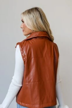 FINAL SALE - Coolest Demeanor Camel Leather Puffer Vest -Trendy Clothing Store shopdressup leather puffer vest 10