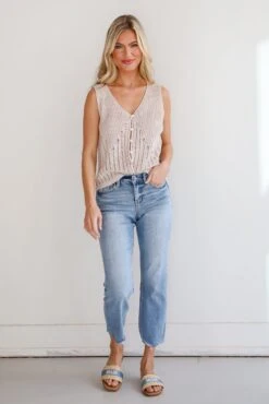 Regina Light Wash Distressed Straight Leg Jeans -Trendy Clothing Store shopdressup light wash denim jeans 2