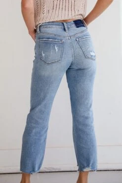 Regina Light Wash Distressed Straight Leg Jeans -Trendy Clothing Store shopdressup light wash denim jeans 7 922692e0 d453 496f b26b 8bfbe44dd16a